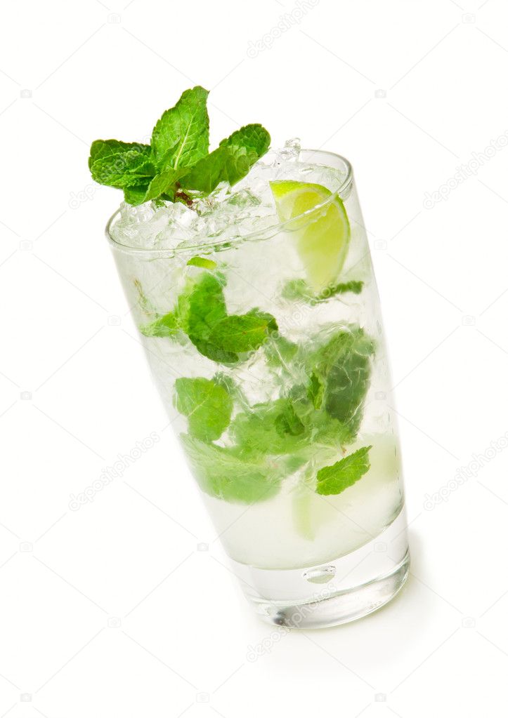 Mojito cocktail isolation on a white