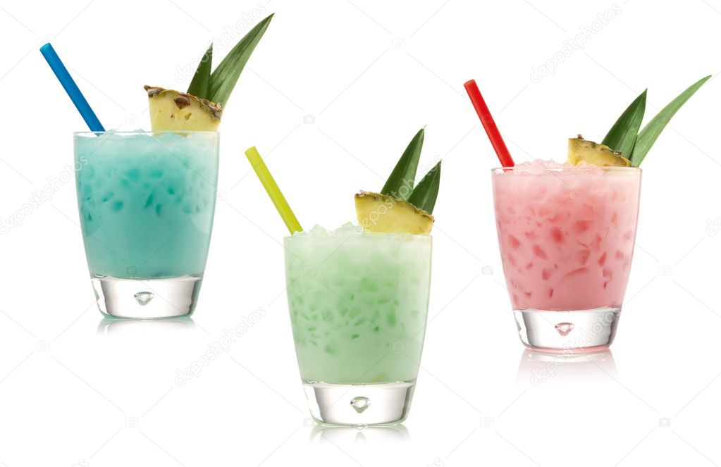 Blue, green and red cocktail