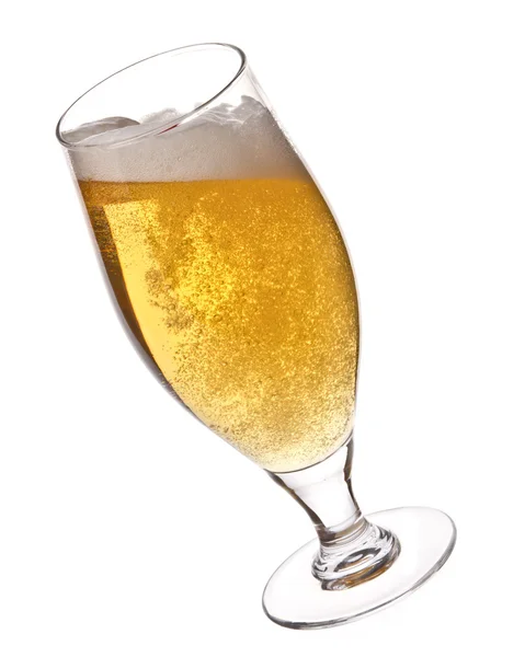 Beer into glass isolated on white — Stock Photo, Image