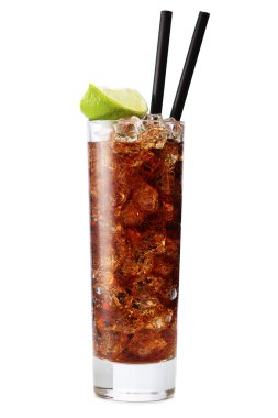 Cuba libre cocktail isolation on a white clipart