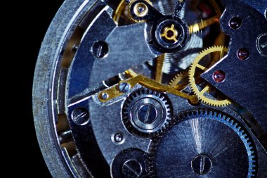 Clockwork macro isolated over the black background clipart