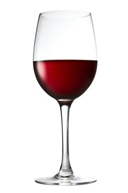 Wine glass on a white with red wine clipart