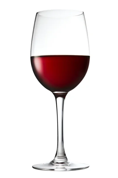 Винний келих на білому з червоним вином — стокове фото