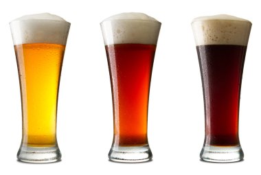 Three cold beer, isolated on white clipart