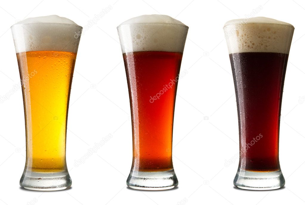 Three cold beer, isolated on white
