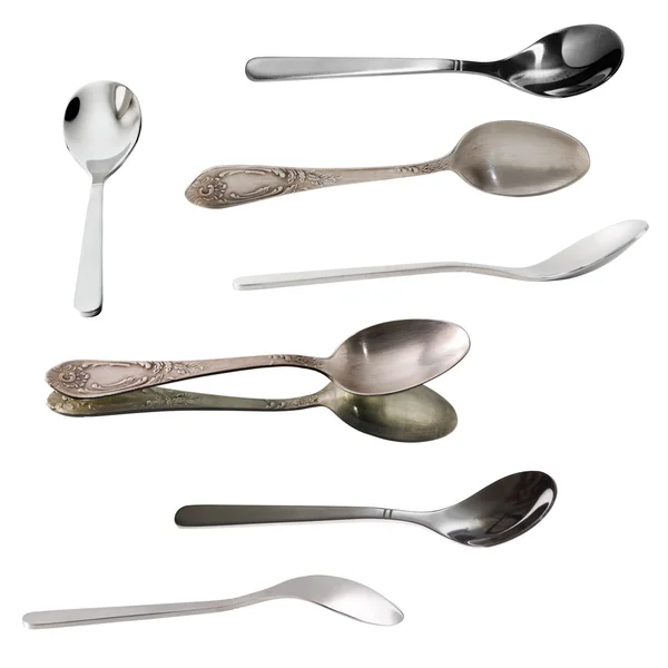 Set di cucchiaini isolati su bianco — Foto Stock