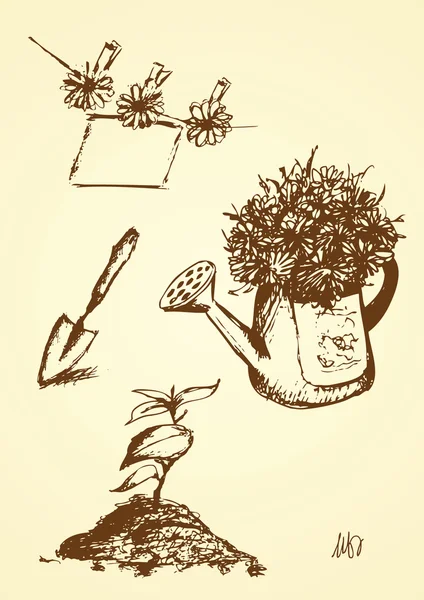 Mão desenhada de jardinagem —  Vetores de Stock