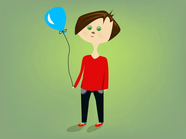 气球的小男孩 — 图库矢量图片
