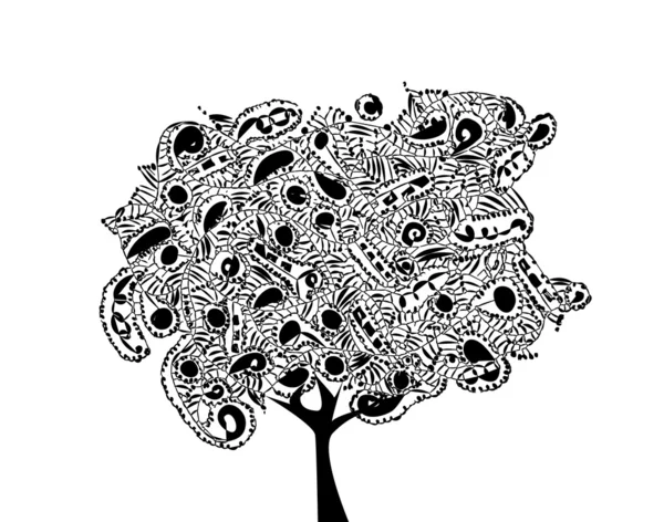 Абстрактное декоративное чёрное дерево — стоковый вектор