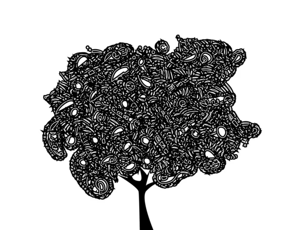 Abstraktní okrasné černý strom — Stockový vektor