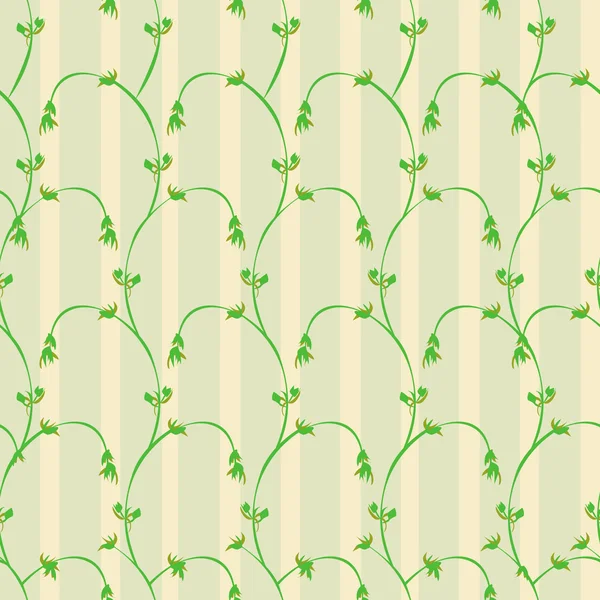 緑の枝と葉のシームレスなパターン — ストックベクタ