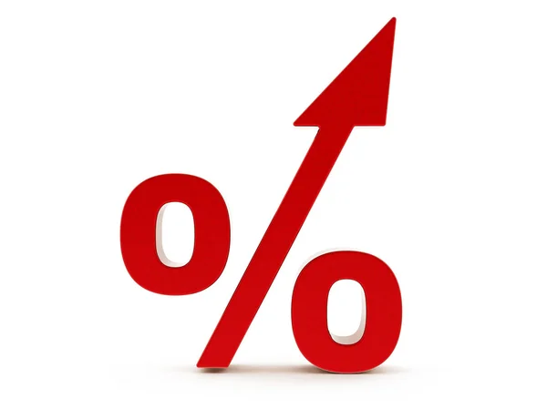 3D röd procent ökning — Stockfoto