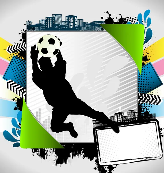 Abstracte zomer frame met voetbal speler silhouet — Stockvector