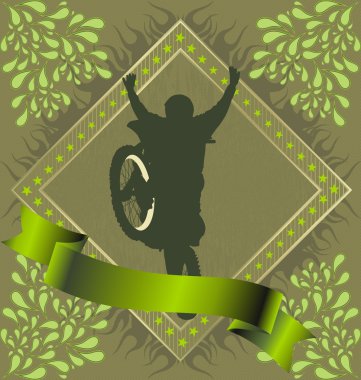 Motorcyclist stunt silhouette clipart