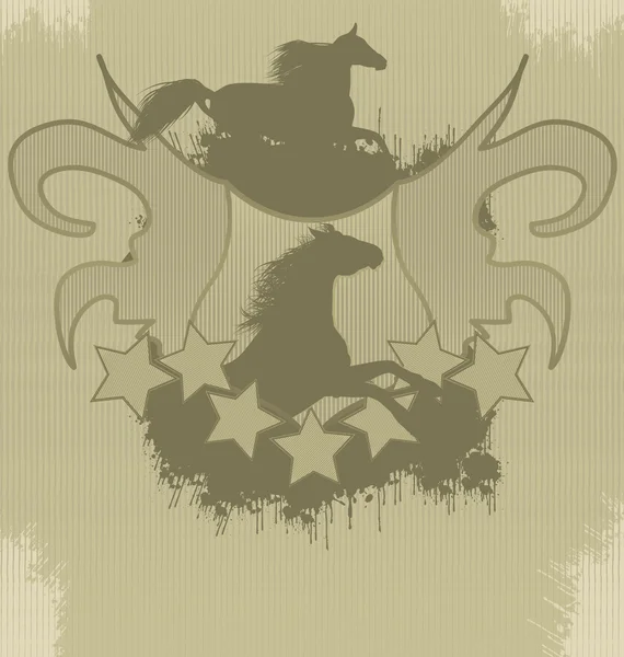 T-Shirt effetto Grunge con silhouette a cavallo — Vettoriale Stock