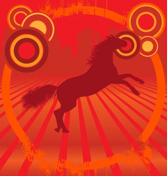 T-Shirt effetto Grunge con silouetthe cavallo — Vettoriale Stock