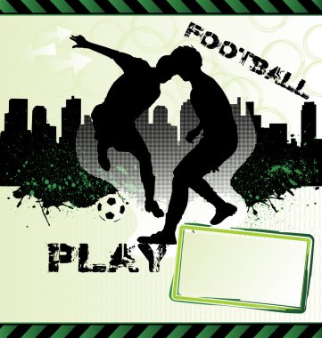 Football urban grunge poster with soccer player silhouette clipart