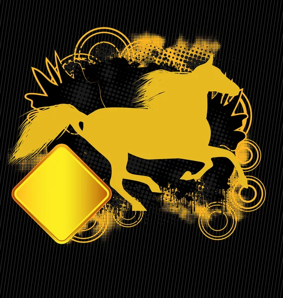 Grunge efecto camiseta con silueta de caballo — Vector de stock