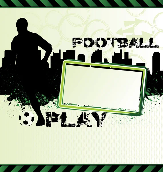 Futebol cartaz grunge urbano com silhueta jogador de futebol — Vetor de Stock