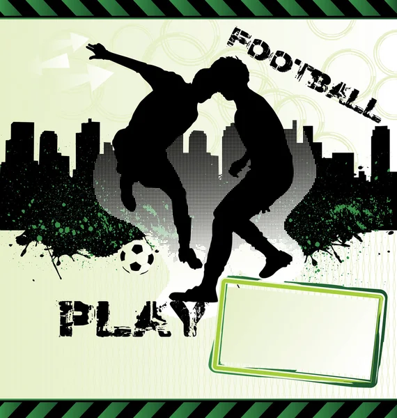 Футбольний міський грандж плакат з силуетом футболіста — стоковий вектор