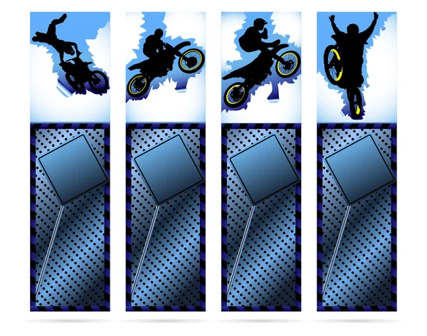 Веб-елементи на металевому фоні з силуетом мотоцикла — стоковий вектор