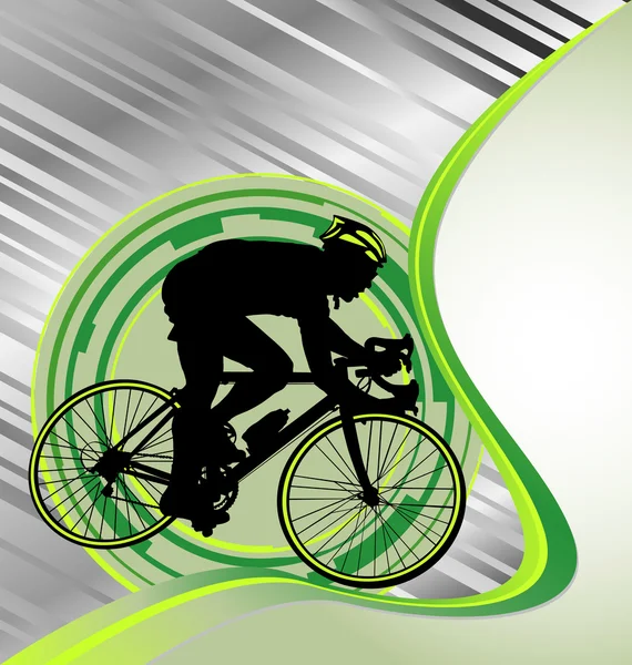 Formgivningsmall med cyklist silhuett — Stock vektor