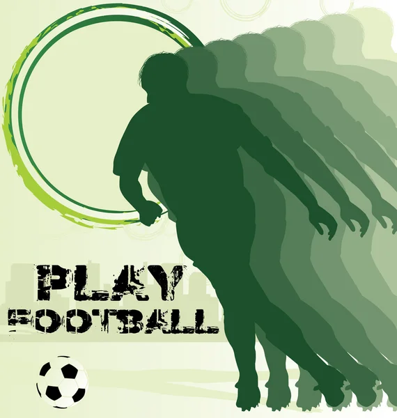 Football poster with soccer player silhouette — Stock Vector