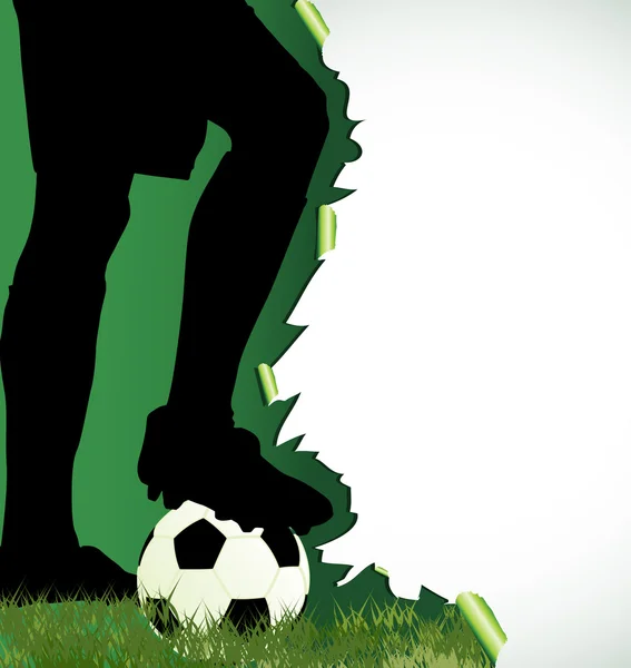 Futbol poster ile futbol oyuncu siluet — Stok Vektör