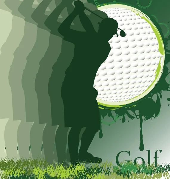 Golf poster with player silhouette — Stock Vector