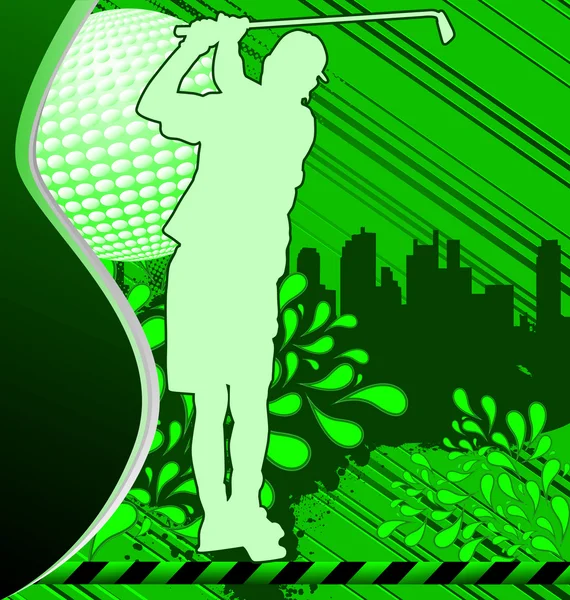 Golf urban grunge poster with player silhouette — Stock Vector