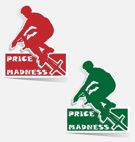 Prezzo Madness BMX etichetta adesivo vettore — Vettoriale Stock