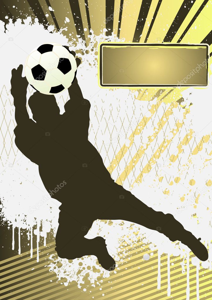 Football Grunge Poster Template with soccer player silhouette