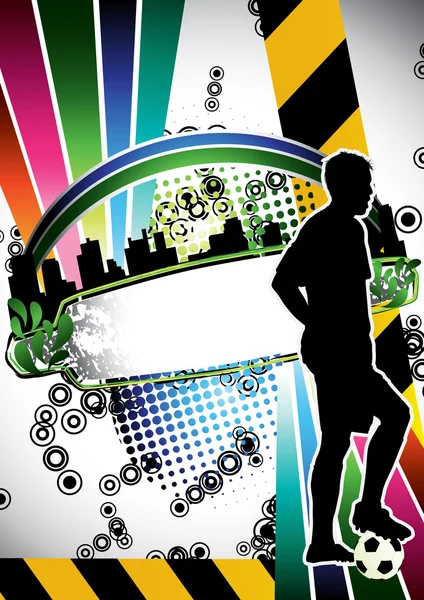 Composition estivale Urban grunge avec silhouette de footballeur — Image vectorielle