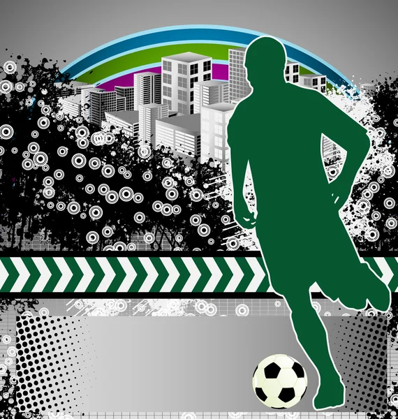 Abstrakter Grunge-Hintergrund mit Fußballer-Silhouette — Stockvektor