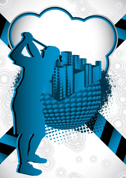 Yaz arka plan ile birlikte golf oyuncusu siluet — Stok Vektör