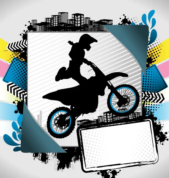 Abstract summer frame with motorcyclist silhouette — Stock Vector
