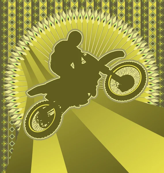 Design di sfondo vintage con silhouette motociclista. Vettore i — Vettoriale Stock