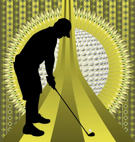 Design de fundo vintage com silhueta de golfista. Vector illustr —  Vetores de Stock