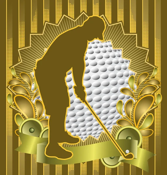 Design di sfondo vintage con silhouette giocatore di golf bmx. Vecto — Vettoriale Stock