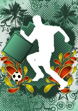 Summer abstract background design with soccer player silhouette. clipart