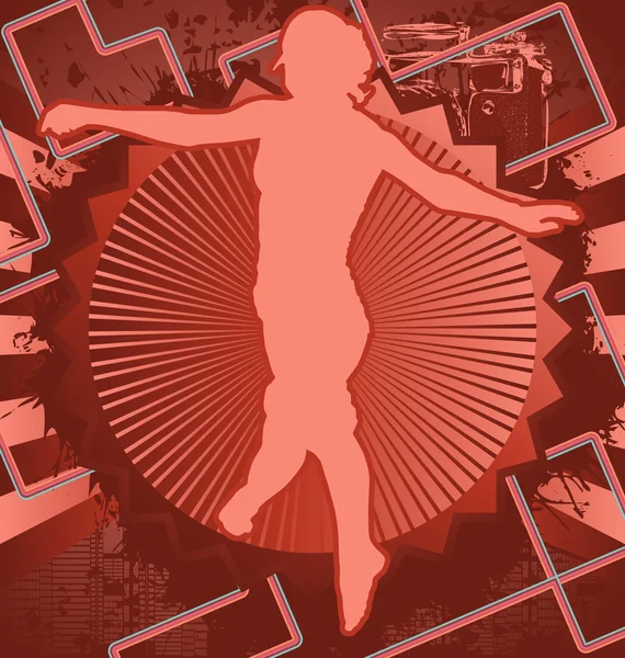 Винтажный дизайн фона с женским силуэтом. Векторные иллюзии — стоковый вектор