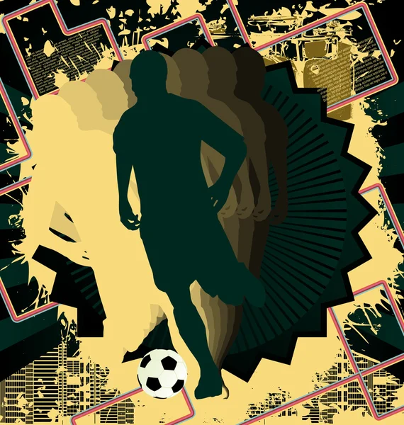 Vintage background design with soccer player silhouette. Vector — Stock Vector