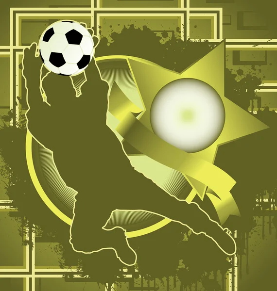 Ročník pozadí design s hvězda snímku a fotbal hráče silh — Stockový vektor