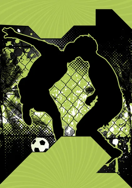 Grunge arka plan tasarım poster ile futbol oyuncu siluet