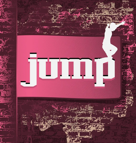 Grunge soyut tasarım vektör şablonu. kadın atlama silhouett — Stok Vektör