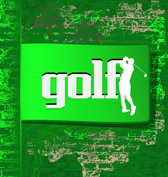 Grunge abstrakt design vektor mall. golfspelare siluett. — Stock vektor