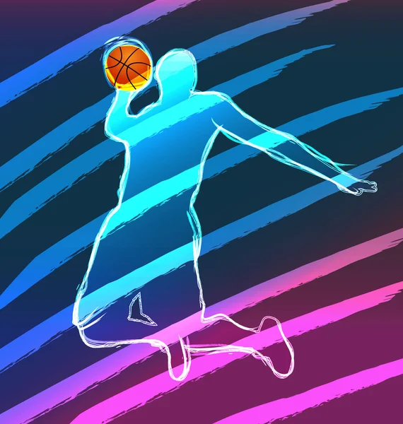 体育霓虹灯系列篮球 — 图库矢量图片