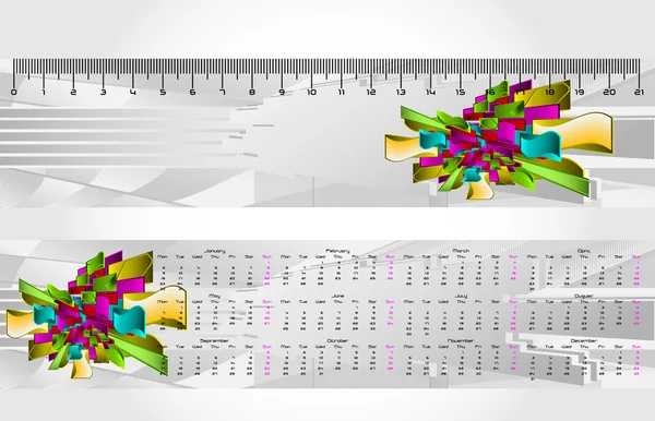 Modern stylish bookmark ruler with calendar for 2012. Vector ill — Stock Vector