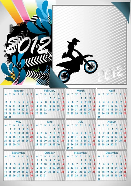 2012 A3 naptár 12 hónapig. Vektoros illusztráció — Stock Vector