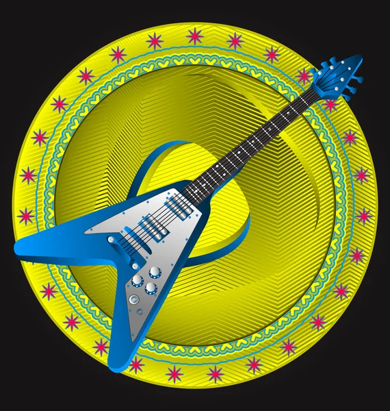 Musique dynamique moderne conçu emblème vectoriel. Guitare . — Image vectorielle